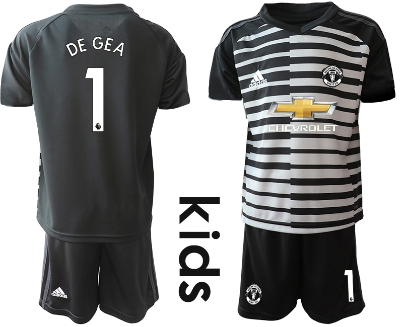 Youth 2020-2021 club Manchester United black goalkeeper #1 Soccer Jerseys1